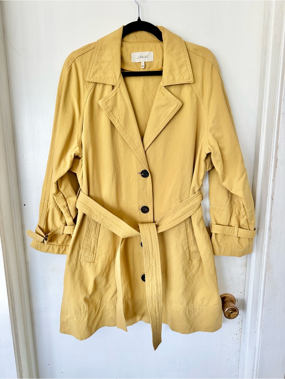 The Great 100 Cotton Marigold Yellow Belted Oversized Trench Coat S - Picture 1 of 8